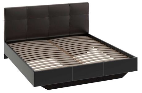Кровать с мягкой обивкой «Элис» Тип 1, темный кожзам, 160х200 см