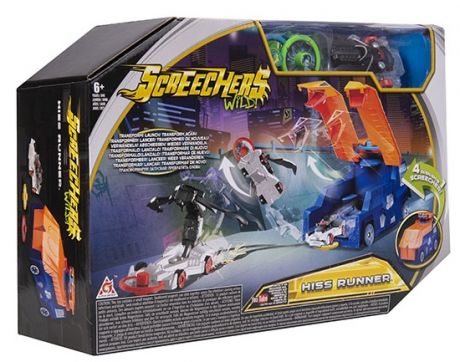 Screechers Wild Скричер-гонщик 4-в-1 + машинка (сине-оранжевый)