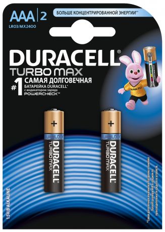 Duracell Батарейки щелочные Duracell Turbo AAA/LR03, 2 шт.