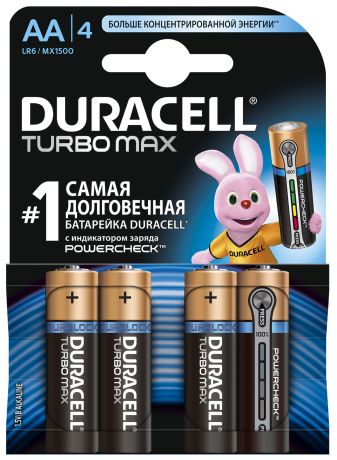 Duracell Батарейки щелочные Duracell Turbo AA/LR06, 4 шт.