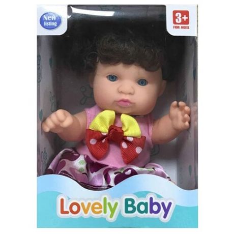 Кукла Lovely baby в розовом платье с темными локонами,18.5 см, XM632/6