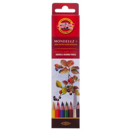 KOH-I-NOOR набор акварельных карандашей Mondeluz, 6 цветов (3715/6)