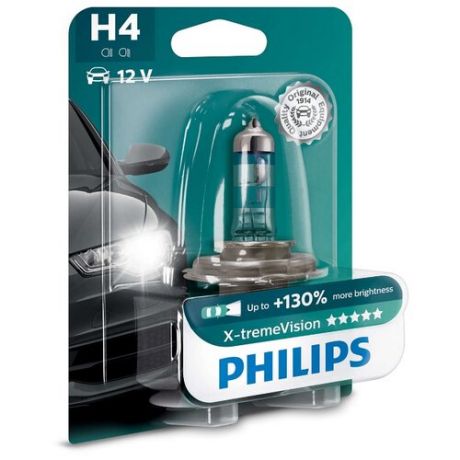 Лампа автомобильная галогенная Philips X-Treme Vision P-12342XVP H4 60/55W