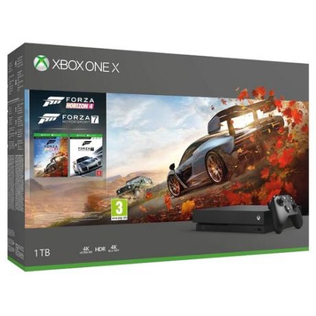 Игровая приставка Microsoft Xbox One X черный + Forza Horizon4 и Forza7
