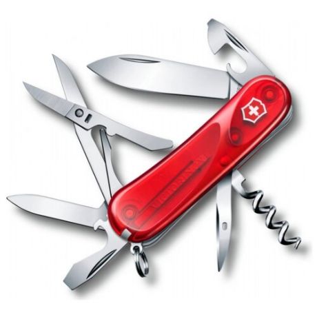 Нож многофункциональный VICTORINOX Evolution 14 (14 функций) полупрозрачный красный