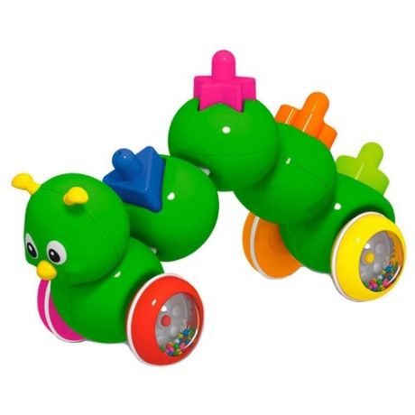 Каталка-игрушка Stellar Гусеничка (01392) со звуковыми эффектами зеленый/синий/розовый/оранжевый
