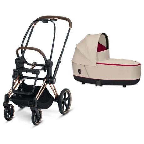 Универсальная коляска Cybex Priam III Ferrari (2 в 1) silver grey/rose gold, цвет шасси: золотистый