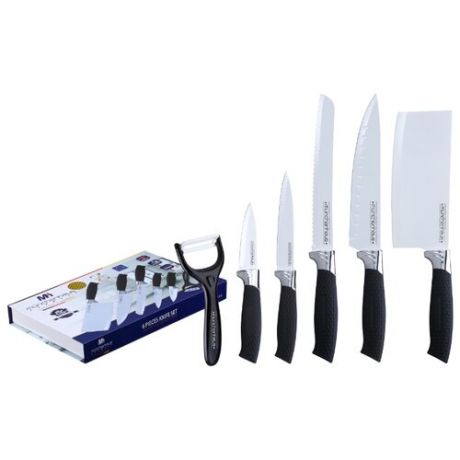 Набор MunchenHaus 5 ножей и овощечистка MH-1115/MH-1116/MH-1126 черный/белый