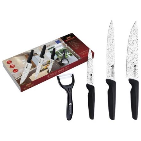 Набор Zillinger 3 ножа и овощечистка ZL-858 черный/белый