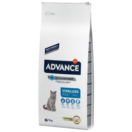 Корм для стерилизованных кошек Advance с индейкой и с ячменём 15 кг