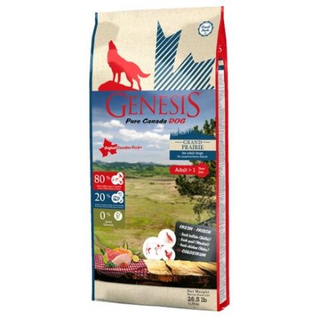 Корм для собак Genesis Grand Prairie Adult с курицей, буйволом и перепелкой (11.79 кг)