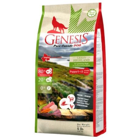 Корм для собак Genesis Green Highland Puppy с курицей, козой и ягненком (2.27 кг)