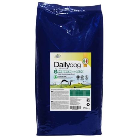Корм для собак Dailydog (20 кг) Adult Medium and Large Breed Low Calorie chicken and rice