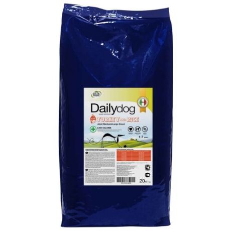 Корм для собак Dailydog (20 кг) Adult Medium and Large Breed Low Calorie turkey and rice