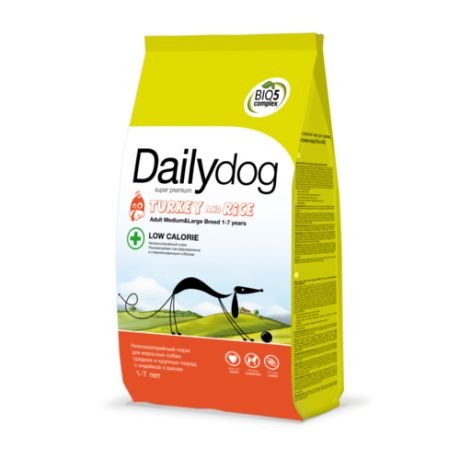 Корм для собак Dailydog (3 кг) Adult Medium and Large Breed Low Calorie turkey and rice