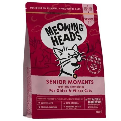 Корм для кошек Meowing Heads (0.45 кг) Для кошек старше 7 лет с лососем и яйцом. Мудрые года