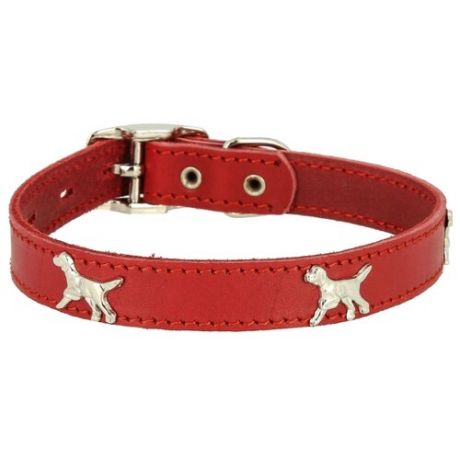 Ошейник КАСКАД кожаный "Флер", с украшением "Собака" (12010126) 39-46 см красный