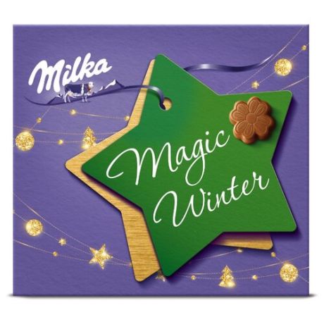 Набор конфет Milka Magic Winter из молочного шоколада с молочной начинкой 110 г фиолетовый/зеленый