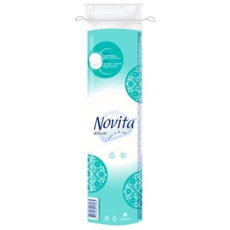 Ватные диски Novita Delicate Make up & care с прошитым краем 120 шт. пакет
