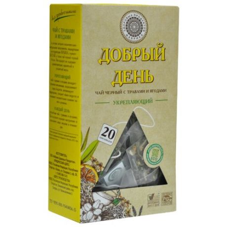 Чай черный Фабрика здоровых продуктов Добрый день Укрепляющий в пирамидках, 20 шт.