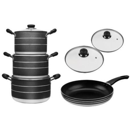 Набор посуды Verloni VL-ST1I7N99 7 пр серебристый/черный