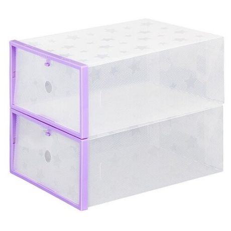 EL CASA Набор коробок для хранения обуви 12х21х29 см фиолетовый/прозрачный