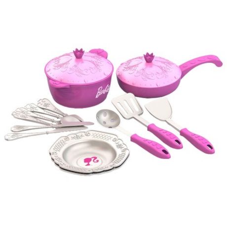 Набор посуды Нордпласт Барби 634 розовый/белый