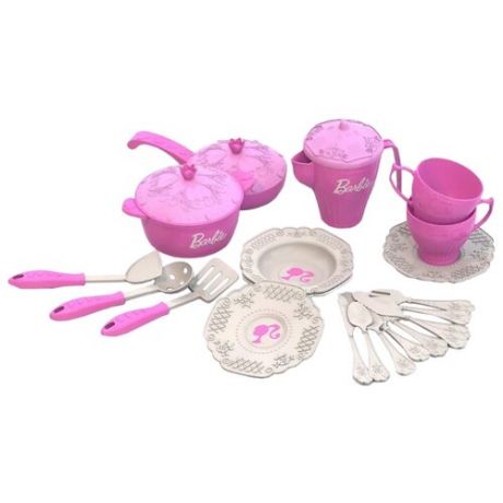 Набор посуды Нордпласт Барби 630 розовый/белый