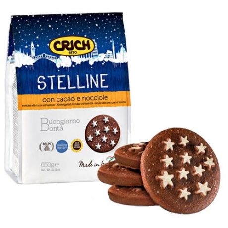 Печенье Crich Stelline песочное с какао и лесным орехом, 300 г