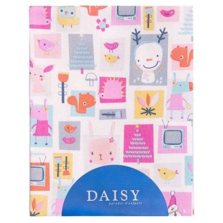 Многоразовые пеленки Daisy фланель 90х150 мультяшки розовый