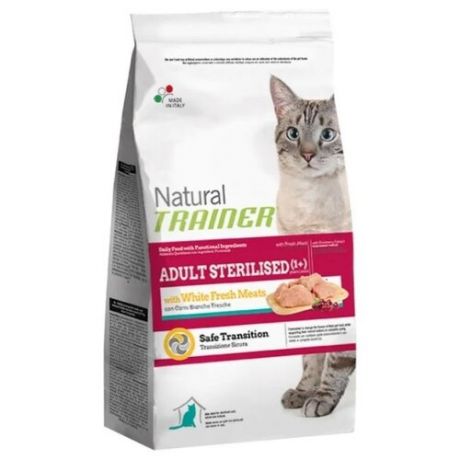 Корм для кошек TRAINER Natural Adult cat Sterilised White Fresh Meats dry 1.5 кг