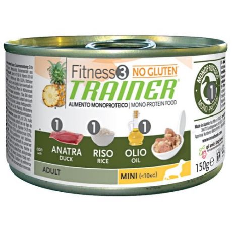 Корм для собак TRAINER Fitness3 No Gluten Adult Mini Duck and rice canned (0.15 кг) 1 шт.