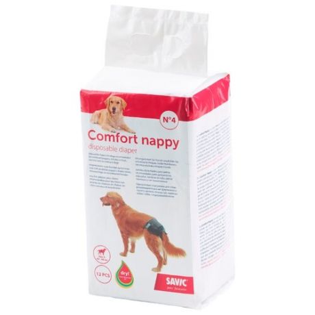 Подгузники для собак SAVIC Comfort Nappy Size 4 12х10.5х21.5 см 12 шт.