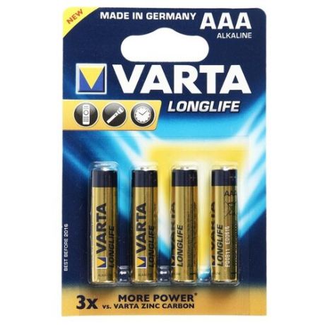 Батарейка VARTA LONGLIFE AAA 4 шт блистер