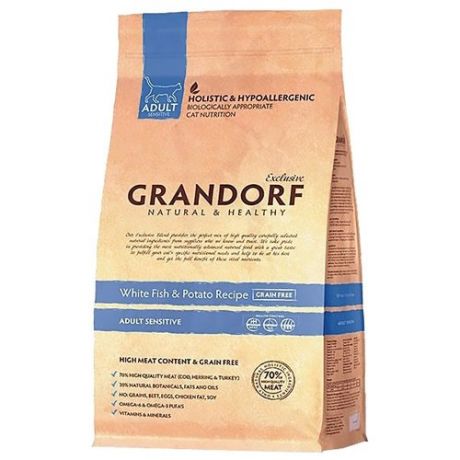 Корм для кошек Grandorf (0.4 кг) Белая рыба с бататом SENSITIVE