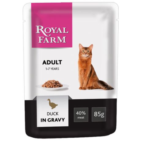 Корм для кошек Royal Farm с уткой 85 г (кусочки в соусе)