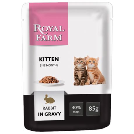 Корм для котят Royal Farm с кроликом 85 г (кусочки в соусе)