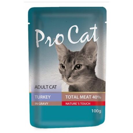 Корм для кошек Pro Cat с индейкой 100 г (кусочки в соусе)