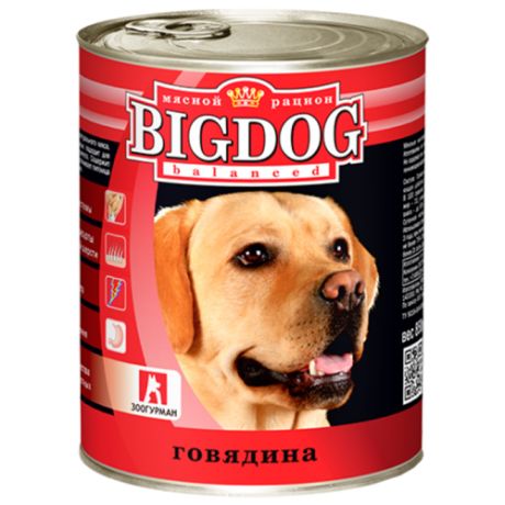 Влажный корм для собак Зоогурман Big Dog говядина 850г