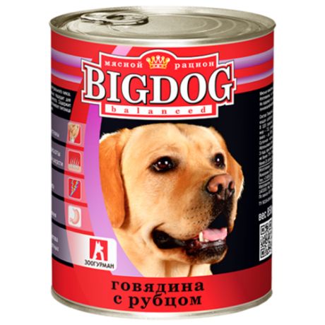 Влажный корм для собак Зоогурман Big Dog говядина, рубец 850г