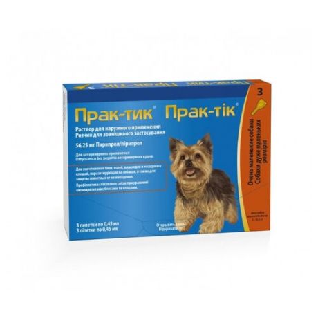 Elanco капли от блох и клещей Прак-тик для собак и щенков от 2 до 4.5 кг