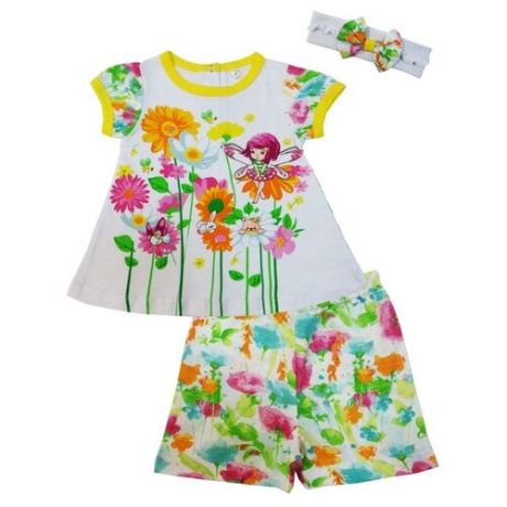 Комплект одежды Sonia Kids размер 74, белый/желтый/зеленый