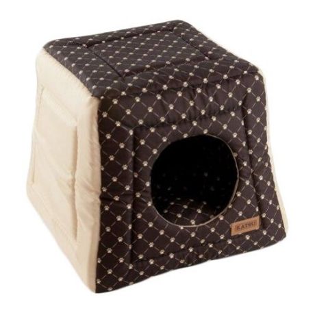 Домик для собак Katsu Hopi Cat Paw 40х40х35 см коричневый/бежевый