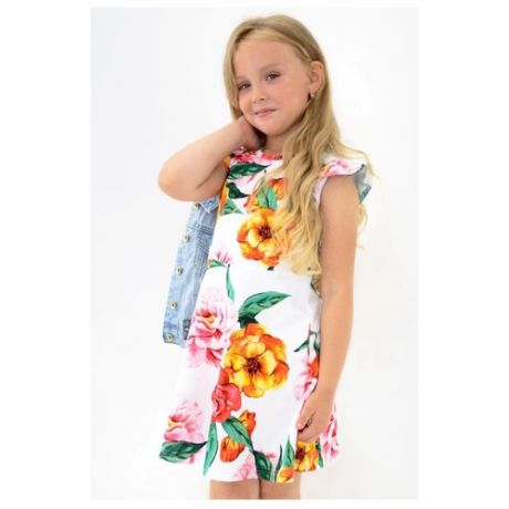 Платье Only Children размер 116, цветы на белом
