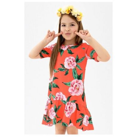 Платье Only Children размер 104, цветы на красном