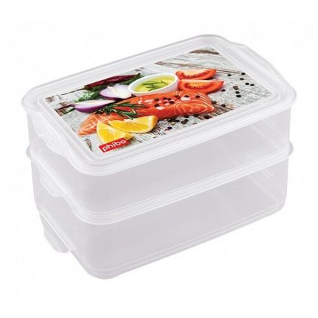 Phibo Комплект контейнеров Food System для продуктов с декором 2 шт. 1.6 л+1.6 л декор