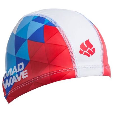 Шапочка для плавания MAD WAVE Tricolor белый/синий/красный