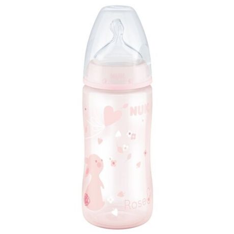 NUK First Choice Plus Baby Rose&Blue бутылочка полипропиленовая с соской из силикона, 300 мл с рождения, зайчик