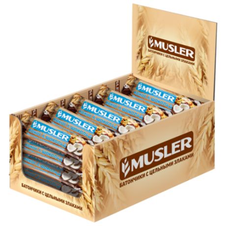 Злаковый батончик Musler в шоколадной глазури Кокос и шоколад, 25 шт