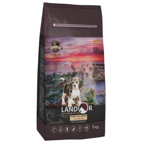 Корм для собак Landor (1 кг) Puppy с уткой и рисом для щенков любой породы